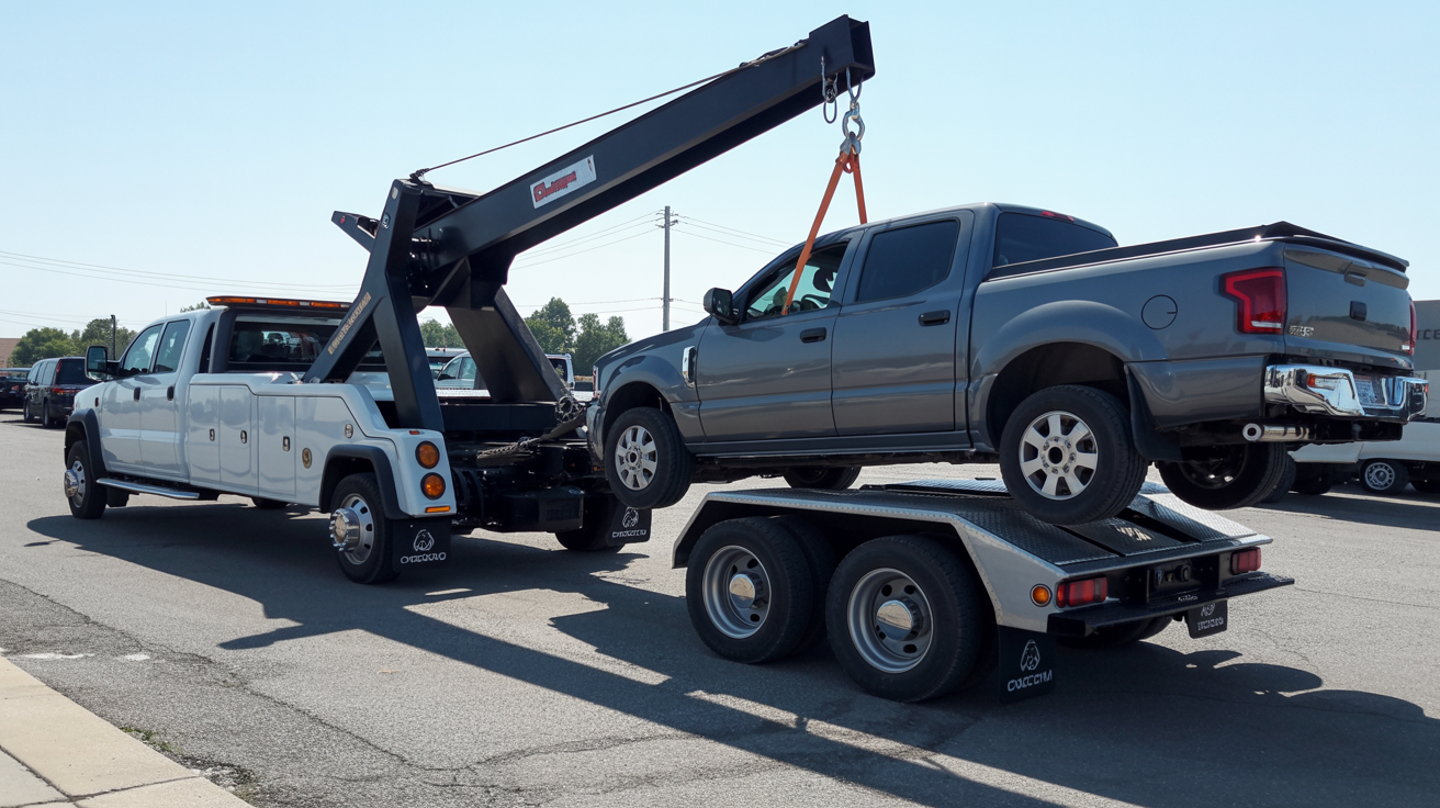 Heavy-duty tow truck with pickup truck